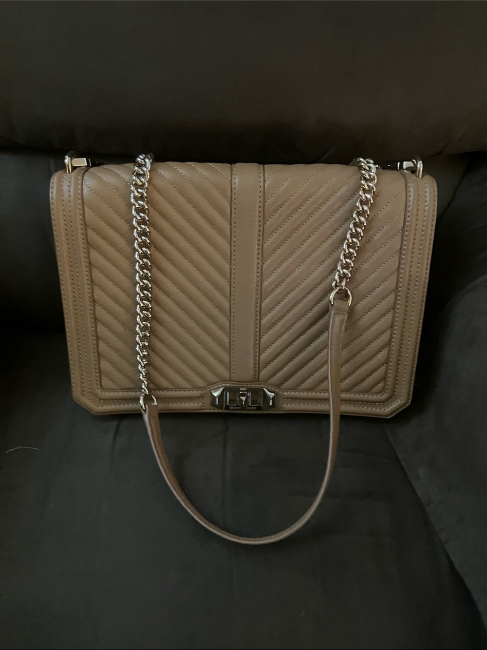 Rebecca Minkoff Quilted Taupe Chain Shoulder Bag
